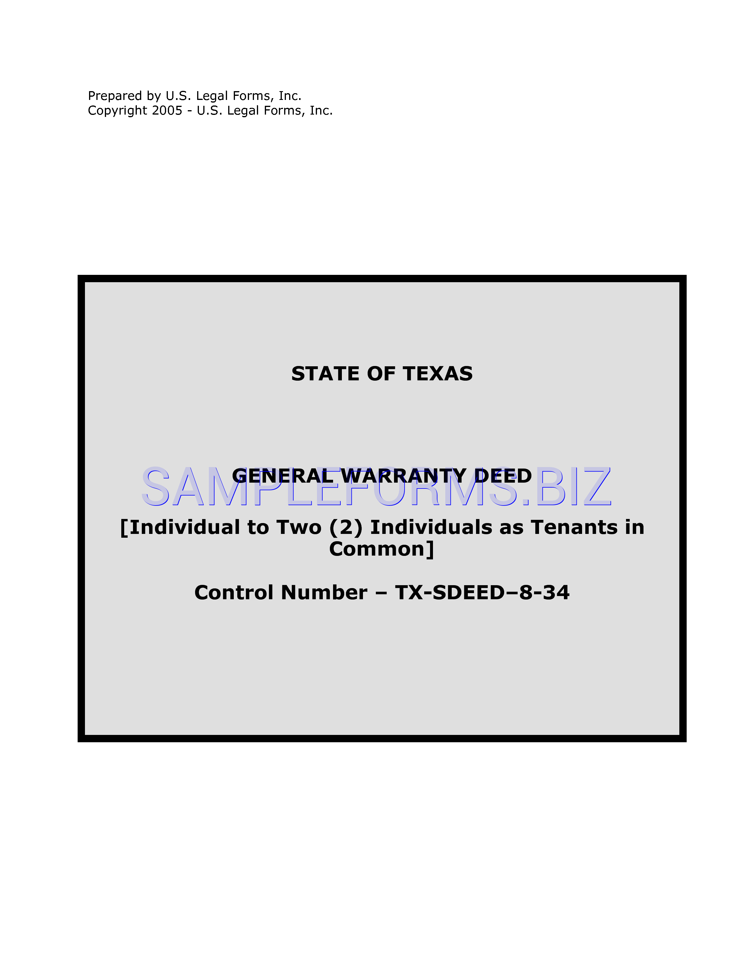 Preview free downloadable Texas General Warranty Deed (Individual to Two Individual As Tenants in Common) in PDF (page 1)